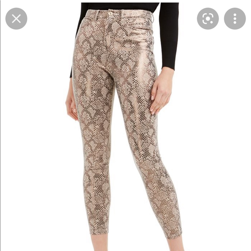 Guess poison python faux leather coated stiletto pants Sz 0